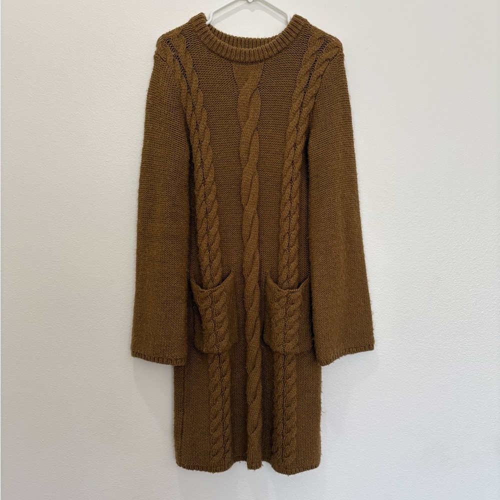 JW ANDERSON x Uniqlo Mustard Cable-Knit Long Sleeve Sweater Dress Size Small